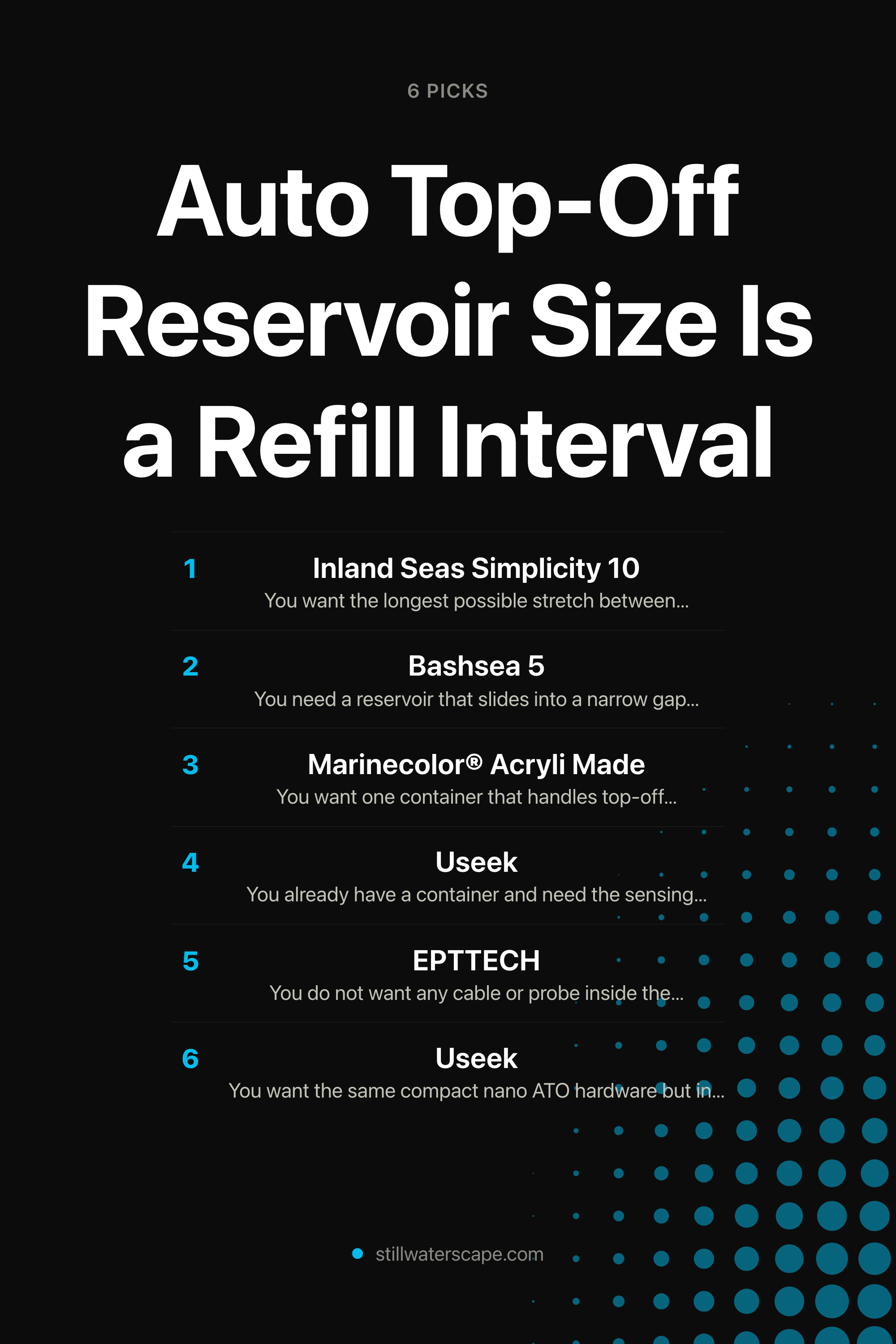 Auto Top-Off Reservoir Size Is a Refill Interval — the picks, as a saveable list